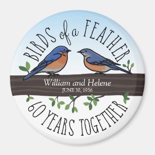 60th Wedding Anniversary, Bluebirds of a Feather Magnet