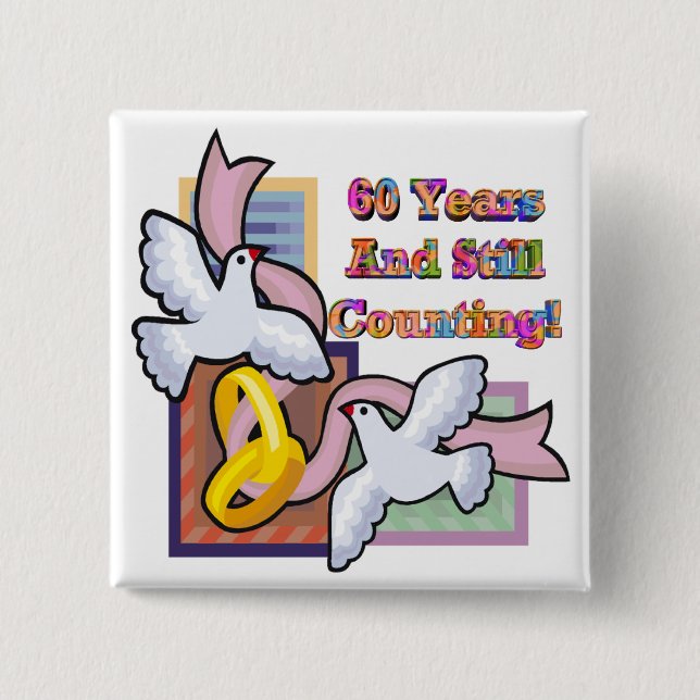 60th Wedding Anniversary Button (Front)
