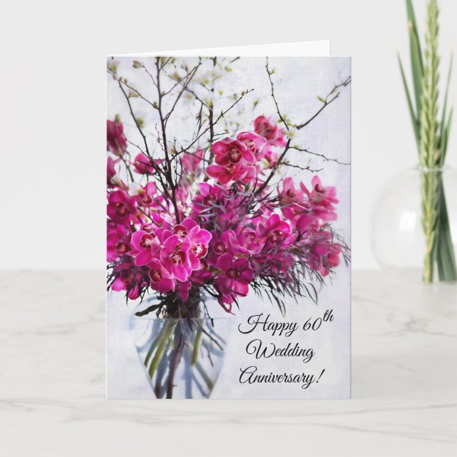 60th Wedding Anniversary Card Orchid, the 60-Years (Front)