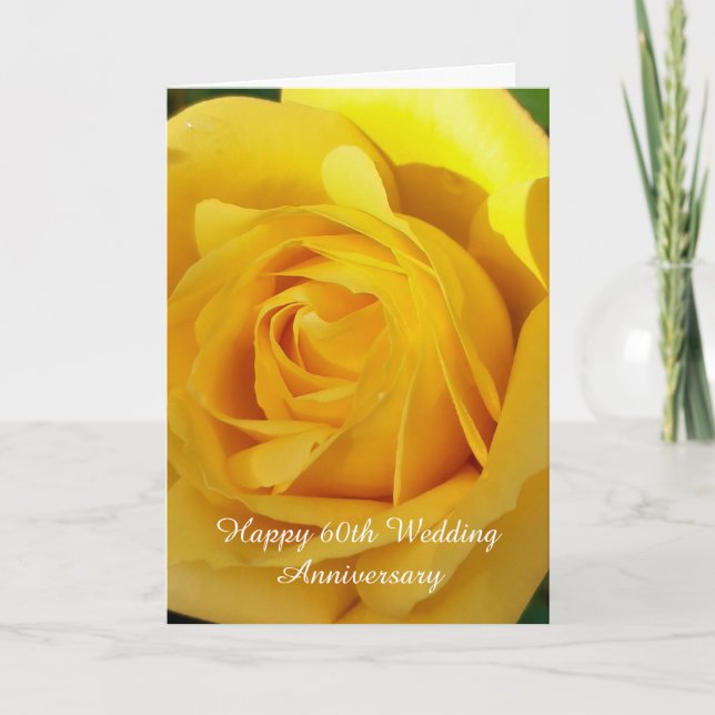 60th Wedding Anniversary Card Yellow Rose (Front)