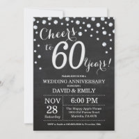 60th Wedding Anniversary Chalkboard Black Silver