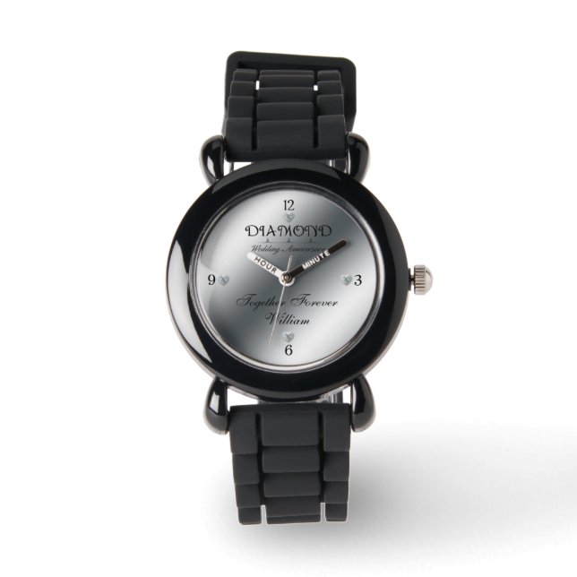 60th Wedding Anniversary Custom Watch Diamond (Front)