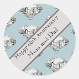 60th Wedding Anniversary Diamond Classic Round Sticker