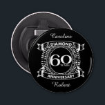 60th wedding anniversary diamond crest bottle opener<br><div class="desc">A romantic design to celebrate your 60th year of marriage. If you would like any help customizing this design please contact me, their is an ask this designer button, just below this text. This sixtieth, 60 years wedding anniversary crest has the text diamond as that is the traditional gift for...</div>