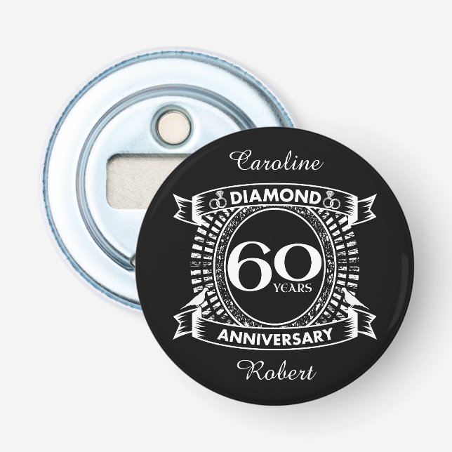 60th wedding anniversary diamond crest bottle opener (Front)