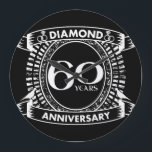 60th wedding anniversary diamond crest large clock<br><div class="desc">A romantic design to celebrate your 60th year of marriage. If you would like any help customizing this design please contact me, their is an ask this designer button, just below this text. This sixtieth, 60 years wedding anniversary crest has the text diamond as that is the traditional gift for...</div>