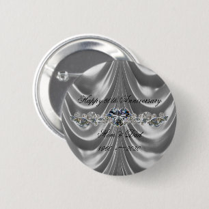 60th Wedding Anniversary Diamond Heart 2 Inch Round Button
