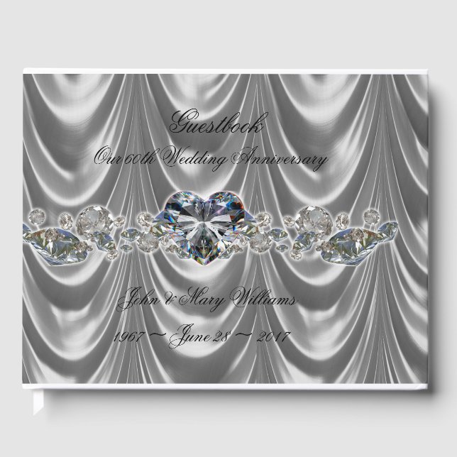 60th Wedding Anniversary Diamond Heart Guest Book (Front)