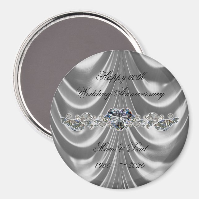 60th Wedding Anniversary Diamond Heart Magnet (Front/Back)