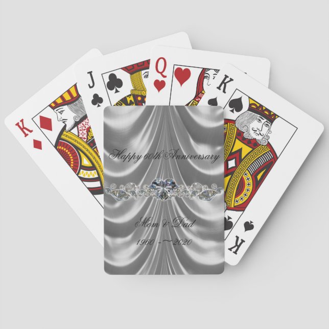 60th Wedding Anniversary Diamond Heart Playing Cards (Back)