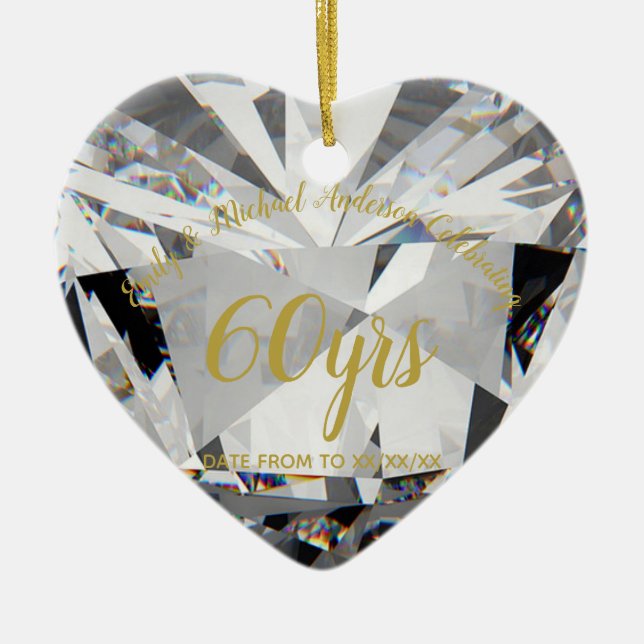 60th Wedding Anniversary Diamond PHOTO Gift Ceramic Ornament (Front)
