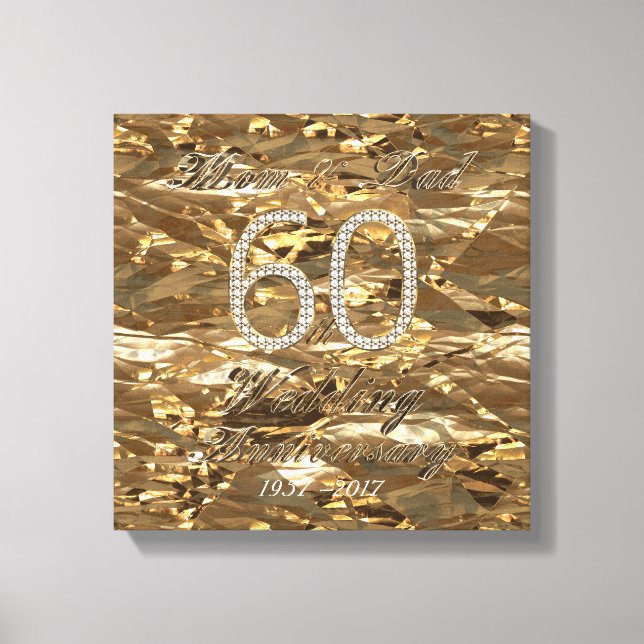 60th Wedding Anniversary Diamond Wedding Parents Canvas Print (Front)