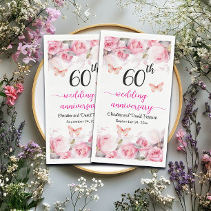 60th Wedding Anniversary Elegant Blush Roses Napkin
