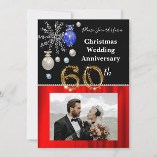 60th Wedding Anniversary & Gold Festive Holiday Invitation
