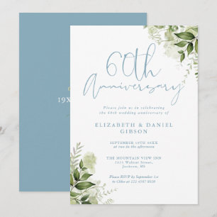 60th Wedding Anniversary Greenery Floral Invitation