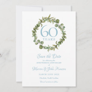 60th Wedding Anniversary Greenery Garland Save The Date