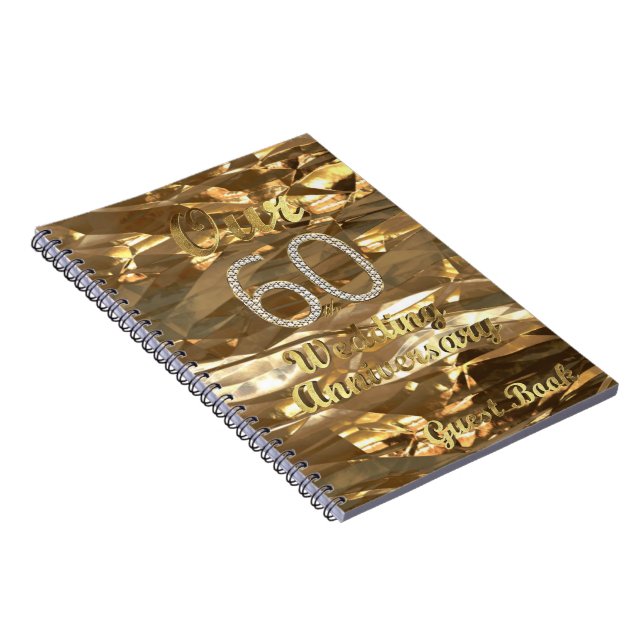 60th Wedding Anniversary Guest Book Gold Elegant (Right Side)