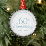 60th Wedding Anniversary Hearts Confetti Metal Ornament<br><div class="desc">Featuring delicate hearts confetti. Personalize with your special sixty years diamond anniversary information in chic lettering. Designed by Thisisnotme©</div>