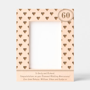 60th Wedding Anniversary Hearts Personalized Etched Frames