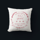 60th Wedding Anniversary Hearts Throw Pillow<br><div class="desc">Celebrate a milestone wedding anniversary with this gorgeous and elegant wall clock with a design featuring a wreath with red and pink hearts.</div>