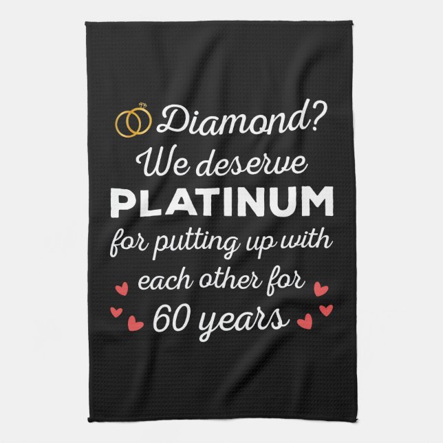 60th Wedding Anniversary I - Diamond Funny Couple Kitchen Towel (Vertical)