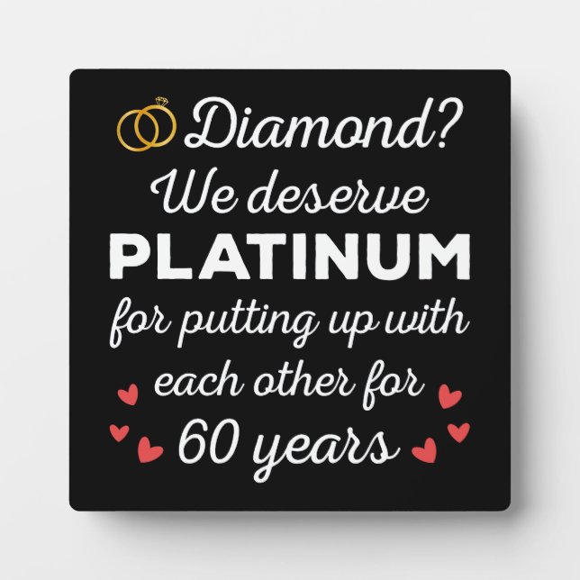 60th Wedding Anniversary I - Diamond Funny Couple Plaque (Front)