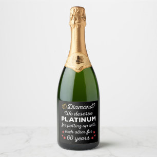 60th Wedding Anniversary I - Diamond Funny Couple Sparkling Wine Label