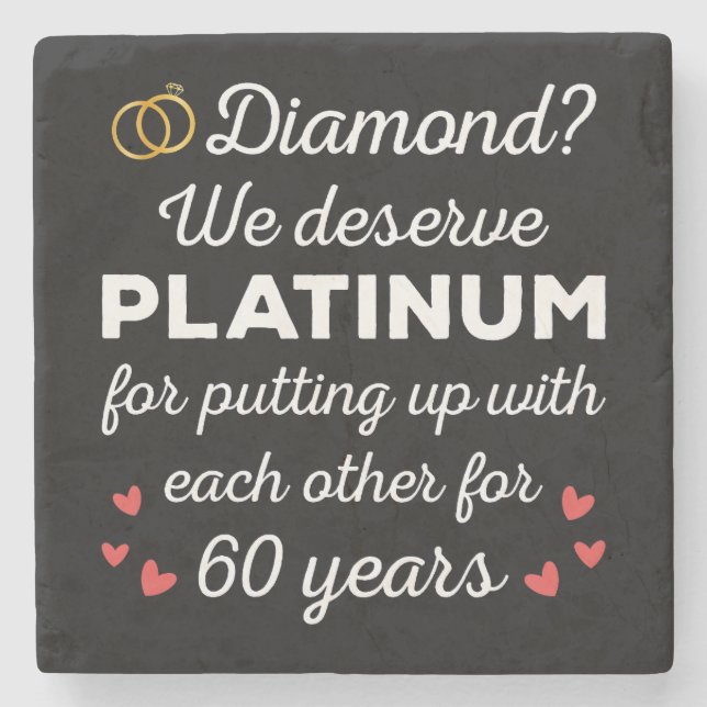 60th Wedding Anniversary I - Diamond Funny Couple Stone Coaster (Front)