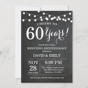 60th Wedding Anniversary Invitation Chalkboard