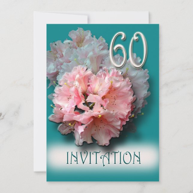 60th Wedding Anniversary Invitation rhododendrons (Front)