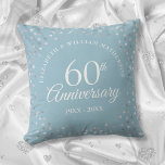 60th Wedding Anniversary Love Hearts Confetti Throw Pillow<br><div class="desc">Personalize with your special sixty years diamond anniversary information in chic lettering. Designed by Thisisnotme©</div>