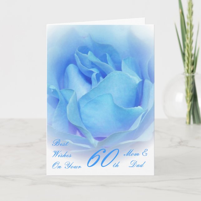 60th Wedding Anniversary Mom & Dad Blue Rose Card (Front)