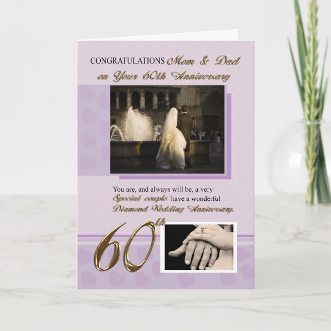 60th Wedding Anniversary, Mom & Dad Card (Front)
