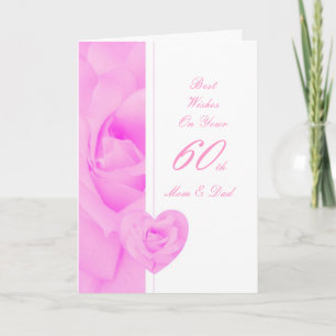 60th Wedding Anniversary Mom & Dad Purple Rose Hea Card