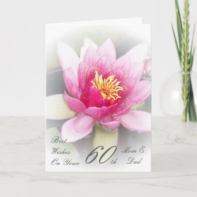 60th Wedding Anniversary Mom & Dad Water Lily Card (Front)