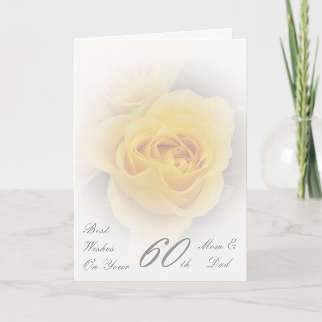 60th Wedding Anniversary Mom & Dad Yellow Rose Card (Front)