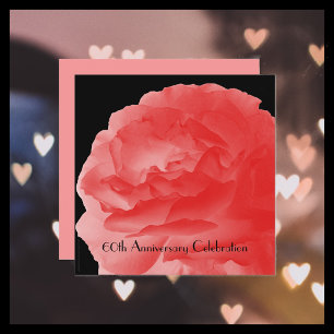 60th Wedding Anniversary Party Coral Pink Rose Invitation
