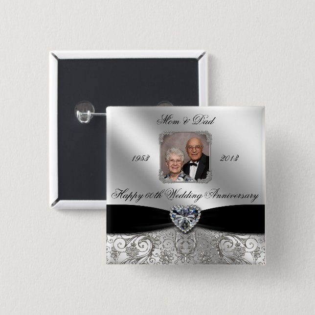 60th Wedding Anniversary Photo Button (Front & Back)