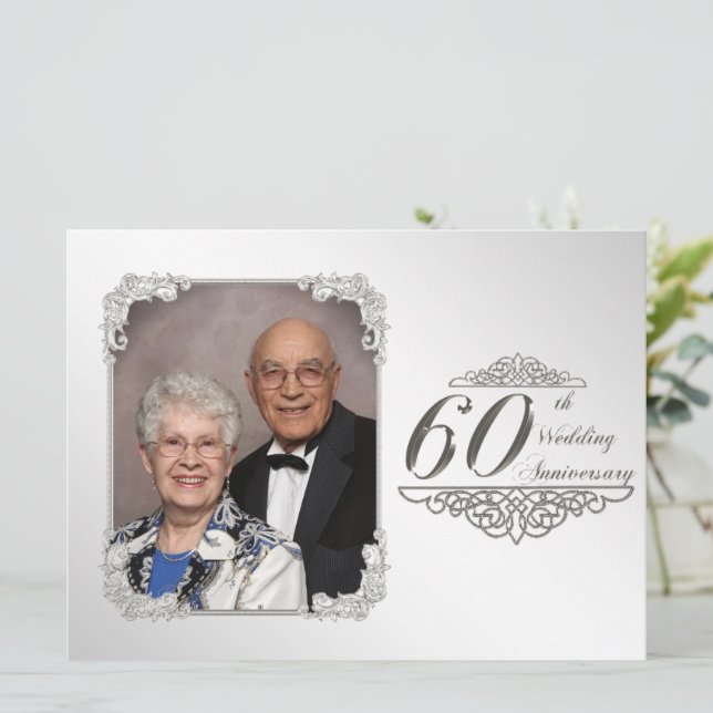 60th Wedding Anniversary Photo Invitation Card (Standing Front)