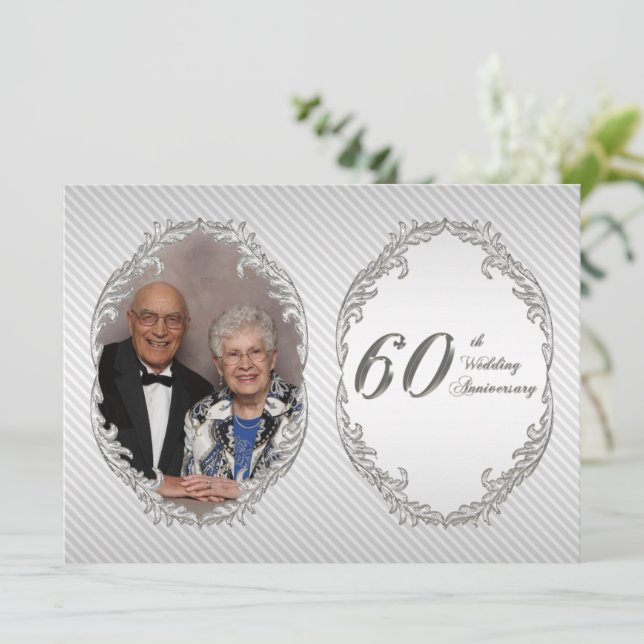 60th Wedding Anniversary Photo Invitation Card (Standing Front)