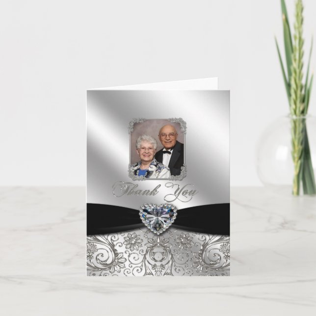 60th Wedding Anniversary Photo Thank You Card (Front)