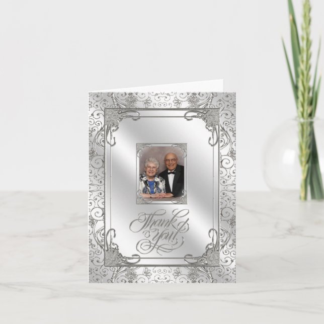 60th Wedding Anniversary Photo Thank You Card (Front)