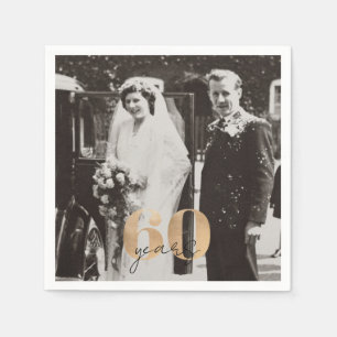 60th Wedding Anniversary Photo Then & Now Napkin