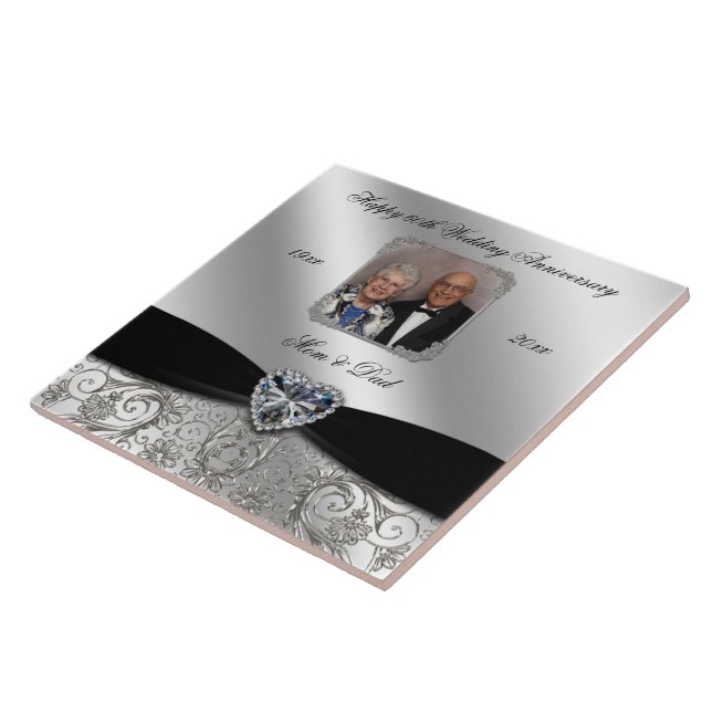 60th Wedding Anniversary Photo Tile (Side)