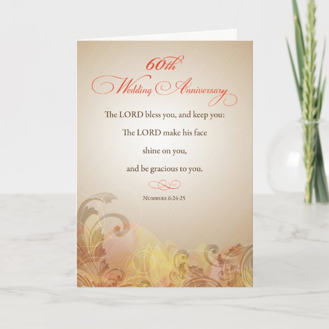 60th Wedding Anniversary, Religious Lord Bless Card (Front)