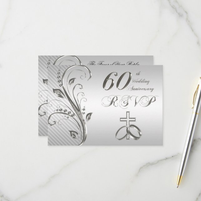60th Wedding Anniversary RSVP Card (Front/Back In Situ)