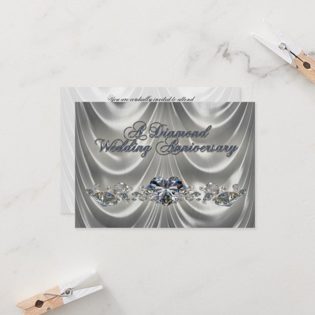 60th Wedding Anniversary RSVP Invitation Card (Front/Back In Situ)
