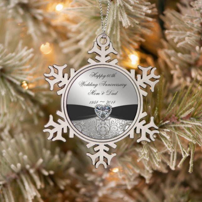 60th Wedding Anniversary Snowflake Ornament (Tree)