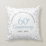 60th Wedding Diamond Anniversary Hearts Confetti Throw Pillow<br><div class="desc">Designed to coordinate with our 60th Anniversary Hearts Confetti collection. Featuring delicate hearts confetti. Personalise with your special sixty years diamond anniversary information in chic lettering. Designed by Thisisnotme©</div>