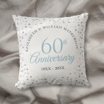 60th Wedding Diamond Anniversary Hearts Confetti Throw Pillow<br><div class="desc">Featuring delicate hearts confetti. Personalize with your special sixty years diamond anniversary information in chic lettering. Designed by Thisisnotme©</div>